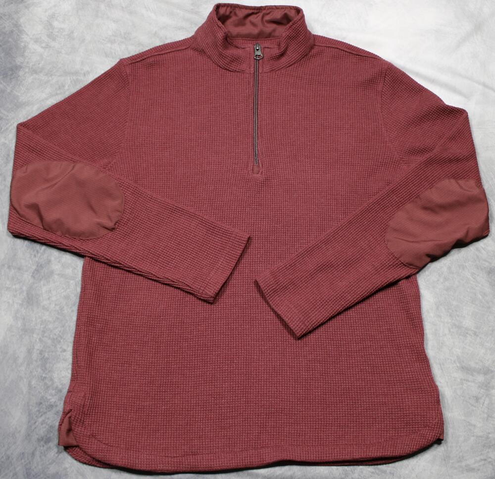 Robert Graham Mens Medium Red Quarter Zip Mock Neck Thermal Pullover